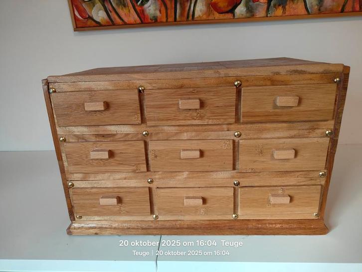 Houten ladekastje met 9 lades, Hobby en Vrije tijd, Modeltreinen | H0, Gebruikt, Ophalen of Verzenden