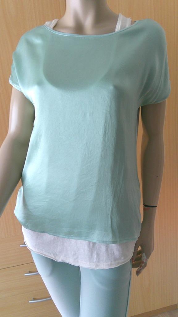 HallHuber Basic mintgroene zijde top maat S, Kleding | Dames, Tops, Gedragen, Maat 36 (S), Groen, Korte mouw, Verzenden