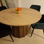 Travertijn Eettafel - Japandy Stijl 120×120, Japandi, Overige materialen, Rond, Ophalen of Verzenden