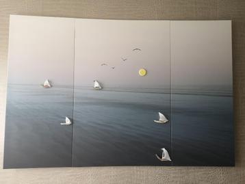 3 luik groot canvas van zee met bootjes 178 x 118 beschikbaar voor biedingen
