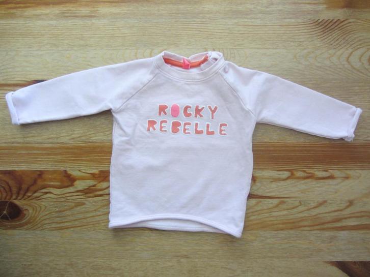 Roze truitje met tekst maat 68, Kinderen en Baby's, Babykleding | Maat 68, Zo goed als nieuw, Meisje, Truitje of Vestje, Ophalen of Verzenden