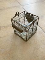 kandelaar waxinelichten glas, hout, ijzer, brocante /vintage, Huis en Inrichting, Woonaccessoires | Kandelaars en Kaarsen, Overige materialen