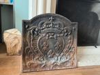 Franse haardplaat gietijzer 46 x 46 cm, Huis en Inrichting, Haarden, Ophalen, Zo goed als nieuw, Vrijstaande haard, Houthaard