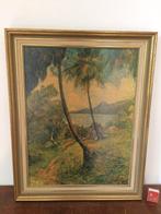 Charles Laval Landschap van Martinique 1887 oud schilderij, Minder dan 50 cm, Gebruikt, 50 tot 75 cm, Ophalen of Verzenden
