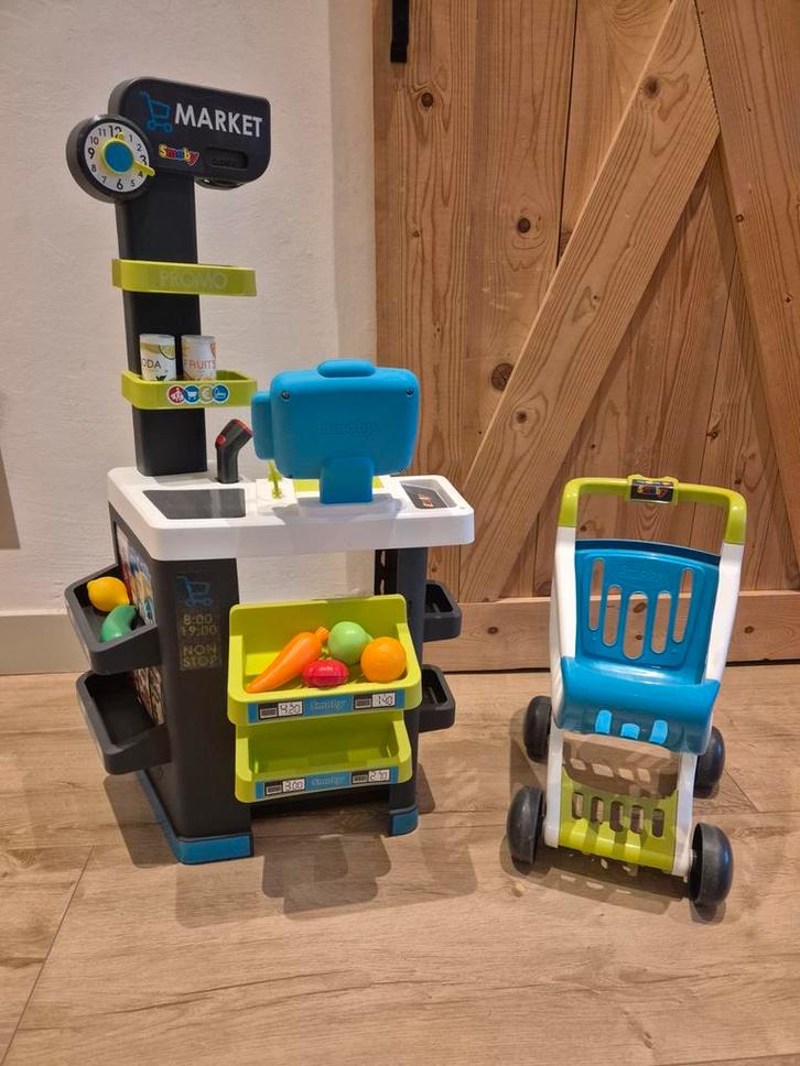 Smoby Speelkeuken met Winkelwagen, Kinderen en Baby's, Speelgoed | Speelkeukens, Gebruikt, Speelkeuken, Kunststof, Ophalen of Verzenden
