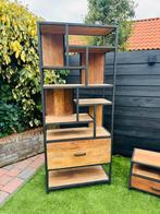 Hoge kast met lade (hout/zwart staal) Nieuwstaat, Ophalen of Verzenden, Zo goed als nieuw