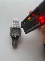 Moissanite cartier iced out horloge, Staal, Staal, Polshorloge, Zo goed als nieuw