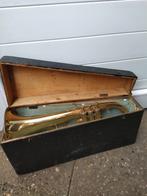 Oude Bugel / Trompet met Originele Houten Doos, Muziek en Instrumenten, Blaasinstrumenten | Trompetten, Verzenden, Gebruikt, Overige typen