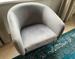 Fauteuil velvet grijs met goudkleurige poten, Huis en Inrichting, Fauteuils, Ophalen, Minder dan 75 cm, Zo goed als nieuw, Stof