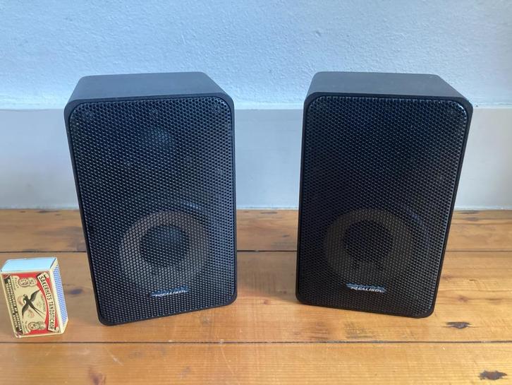 Boekenkast boxjes mini 40 watt 8 ohm ophang speakertjes, Audio, Tv en Foto, Luidsprekers, Gebruikt, Front, Rear of Stereo speakers