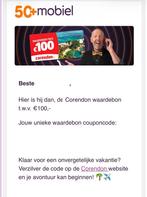 Corendon Waardebon €100, Twee personen, Cadeaubon, Overige typen