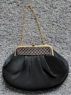 Vintage handtas zwart fifties met spiegeltje. Klederdracht?, Ophalen of Verzenden