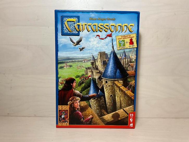 Carcassonne met mini-uitbreidingen De Rivier en De Abt, Hobby en Vrije tijd, Gezelschapsspellen | Bordspellen, Zo goed als nieuw