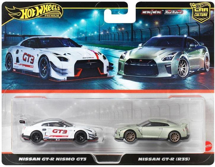 Hot Wheels Premium 2-Pack Nissan GT-R Nismo GT3 & GT-R (R35), Kinderen en Baby's, Speelgoed | Speelgoedvoertuigen, Nieuw, Ophalen of Verzenden