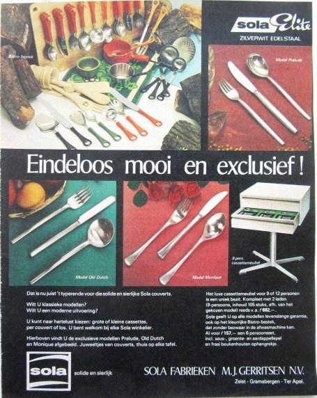 25 vintage advertenties reclames Sola bestek 1949-76, Verzamelen, Merken en Reclamevoorwerpen, Gebruikt, Overige typen, Ophalen of Verzenden