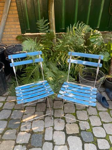 Vintage Blauwe Tuinstoelen - Set van 2 beschikbaar voor biedingen