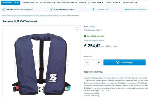 ongebruikt Secumar prof. reddingsvest - lichtgewicht!, Watersport en Boten, Watersportkleding, Zo goed als nieuw, Reddingsvest of Zwemvest