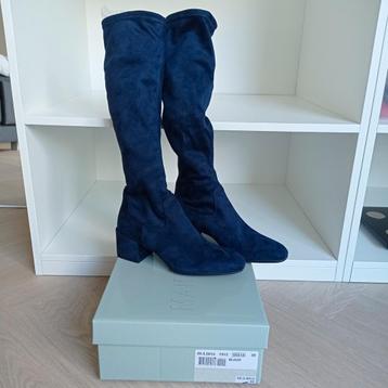 Manfield lange stretch suede laarzen navy maat 39 nieuw! beschikbaar voor biedingen