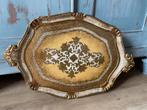 Prachtig Florentijns dienblad geel goud Italië, Ophalen of Verzenden, Zo goed als nieuw, Rond