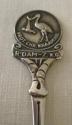 Oud verzilverd lepeltje Rotterdam Kraaminrichting - Ooievaar, Ophalen of Verzenden