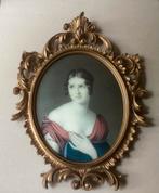 Antieke afbeelding van dame. Achter glas in fraaie lijst., Antiek en Kunst, Kunst | Schilderijen | Klassiek, Ophalen of Verzenden