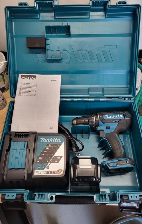 Makita DHP482 set met accu 5ah en Lader, Doe-het-zelf en Verbouw, Gereedschap | Boormachines, Zo goed als nieuw, Boor- en Schroefmachine