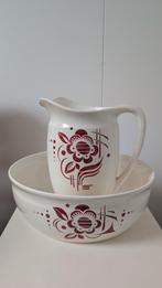 Prachtig lampetstel met bloemenprint rood, Antiek en Kunst, Antiek | Servies los, Ophalen