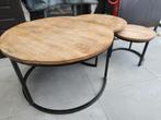 Set van 3 mangohouten salontafels, Huis en Inrichting, Tafels | Salontafels, Ophalen, 50 tot 100 cm, Rond, 50 tot 100 cm