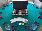 Pokerset+Pokertafelblad, Hobby en Vrije tijd, Gezelschapsspellen | Kaartspellen, Vijf spelers of meer, Zo goed als nieuw, Poker
