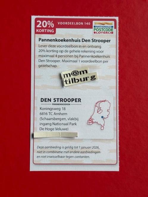 Voordeelbon 140 Pannenkoekenhuis Den Strooper 20% korting, Tickets en Kaartjes, Kortingen en Cadeaubonnen, Drie personen of meer