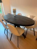 Mooie ovale eettafel compleet met 6 stoelen, Ophalen, Zo goed als nieuw, Vier
