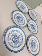 Vintage Jingdezhen porseleinen chinese draak bord borden 6x, Ophalen of Verzenden