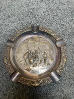 Vintage verzilverde Asbak met Dorpsscène, Antiek en Kunst, Ophalen of Verzenden