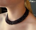 Granaten 4-strengs antieke ketting 14k gouden slot vintage, Sieraden, Tassen en Uiterlijk, Antieke sieraden, Ophalen of Verzenden