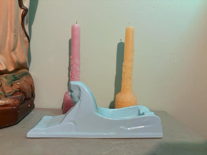 Sphinx Asbak Maastricht Pastel Blauw - Puntgaaf!, Antiek en Kunst, Antiek | Servies los, Ophalen of Verzenden