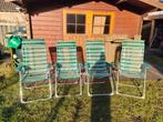 4 Groen Witte Campingstoelen, Caravans en Kamperen, Ophalen, Gebruikt, Campingstoel