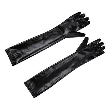 Leerlook handschoenen leren dames wetlook lak sexy zwarte beschikbaar voor biedingen