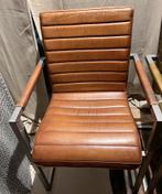 6 Goossens industriële stoelen, Huis en Inrichting, Stoelen, Ophalen of Verzenden, Bruin, Leer