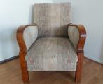 Stevige nostalgische fauteuil met houten frame, Huis en Inrichting, Fauteuils, Ophalen, Gebruikt, 75 tot 100 cm, Overige materialen