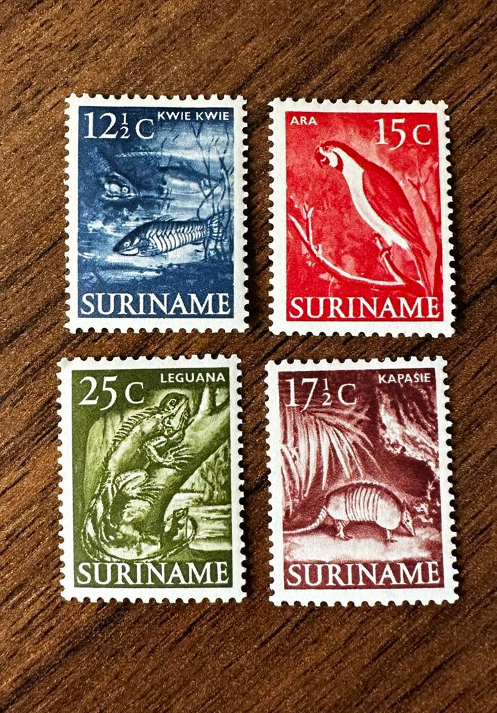 Postzegels Suriname 1955 dieren vogels vissen ongebuikt, Postzegels en Munten, Ophalen of Verzenden