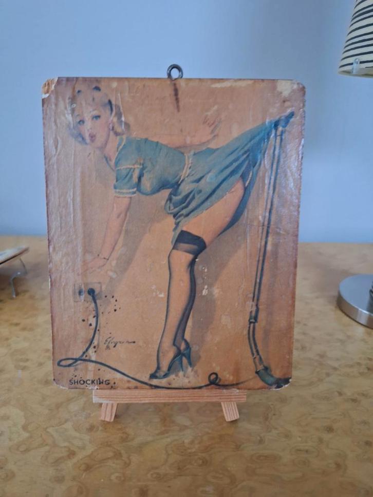 60 jaar oud ongeveer Vintage Shocking Pin-Up Wanddecoratie, Antiek en Kunst, Kunst | Overige Kunst, Ophalen of Verzenden