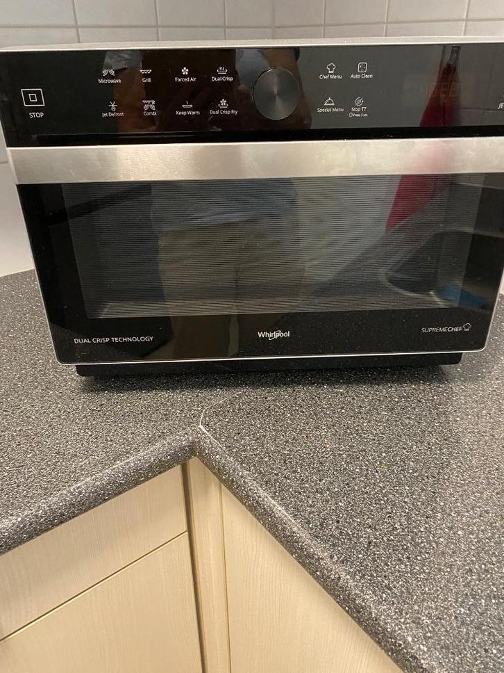 Combimagnetron Whirpool Supremechef, Witgoed en Apparatuur, Magnetrons, Zo goed als nieuw, Vrijstaand, Combimagnetron, Minder dan 45 cm