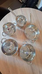 Baumann Pannenset 10-delig - Gebruikt, Huis en Inrichting, Keuken | Potten en Pannen, Ophalen, Gebruikt, Pannenset, Rvs