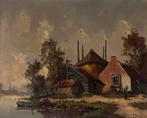 Boerderij aan het water, Antiek en Kunst, Kunst | Schilderijen | Klassiek, Ophalen of Verzenden