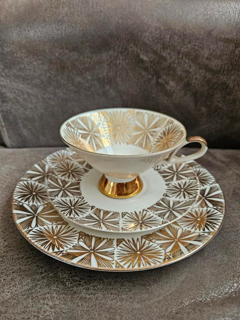 Vintage theetrio goud-roze-geel Winterling Marktleuthen, Ophalen of Verzenden