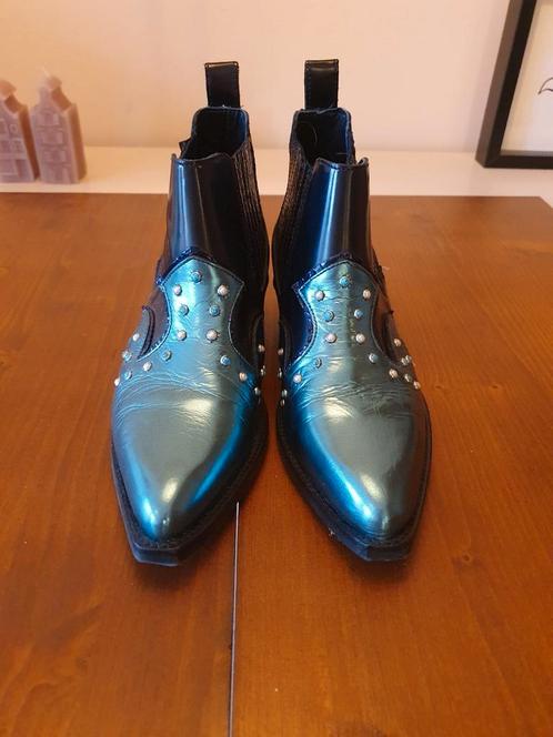 Zgan Scotch and Soda boots metallic petrol blue and black, Kleding | Dames, Schoenen, Nieuw, Lage of Enkellaarzen, Overige kleuren