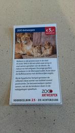 Waardebon postcodeloterij Zoo Antwerpen €5-, korting pp, Tickets en Kaartjes
