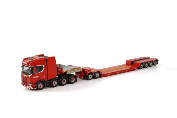 NOOTEBOOM RED LINE; SCANIA R HIGHLINE CR20H 8X4 +LOWLOADER, Hobby en Vrije tijd, Modelauto's | 1:50, Nieuw, Bus of Vrachtwagen