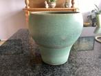 Plantpot, bloempot, groen, handgemaakt, vintage, Tuin en Terras, Bloempotten, Ophalen, Gebruikt, Rond, Binnen