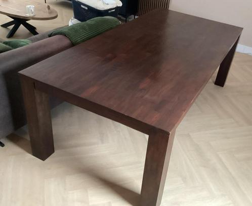 Eetkamertafel, 225,5 x110x77,5 cm, massief hout, bruin, Huis en Inrichting, Tafels | Eettafels, Gebruikt, 200 cm of meer, 100 tot 150 cm
